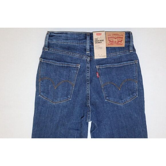 Levi's 721 Women's Sz 00 (Medium) 24Wx30L Blue High-Rise Skinny Denim Jeans $70 - Picture 5 of 7